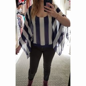 Bebe Light Weight Flowy Striped Blouse